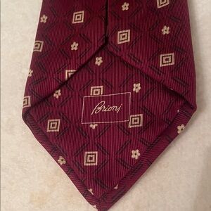Brioni Maroon Geometric Men's Tie